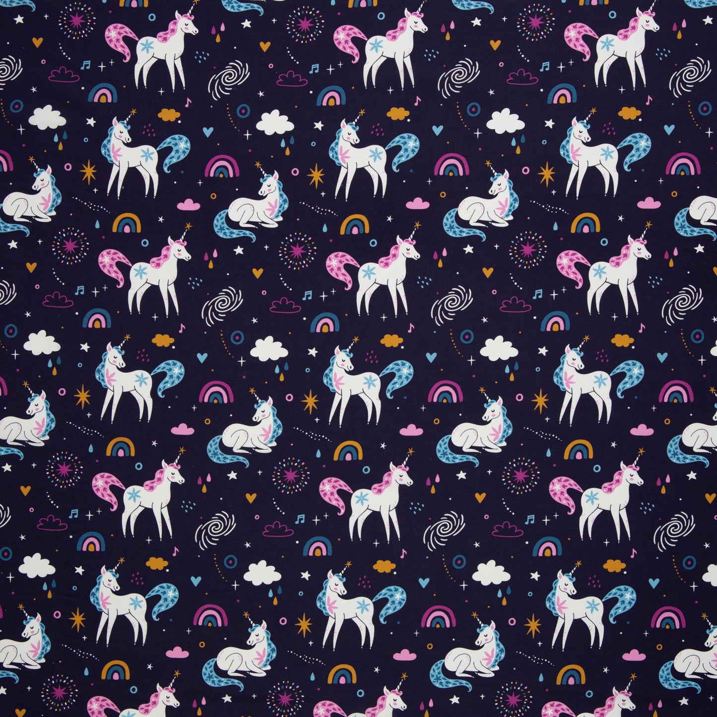 katoen eenhoorns op paarse achtergrond