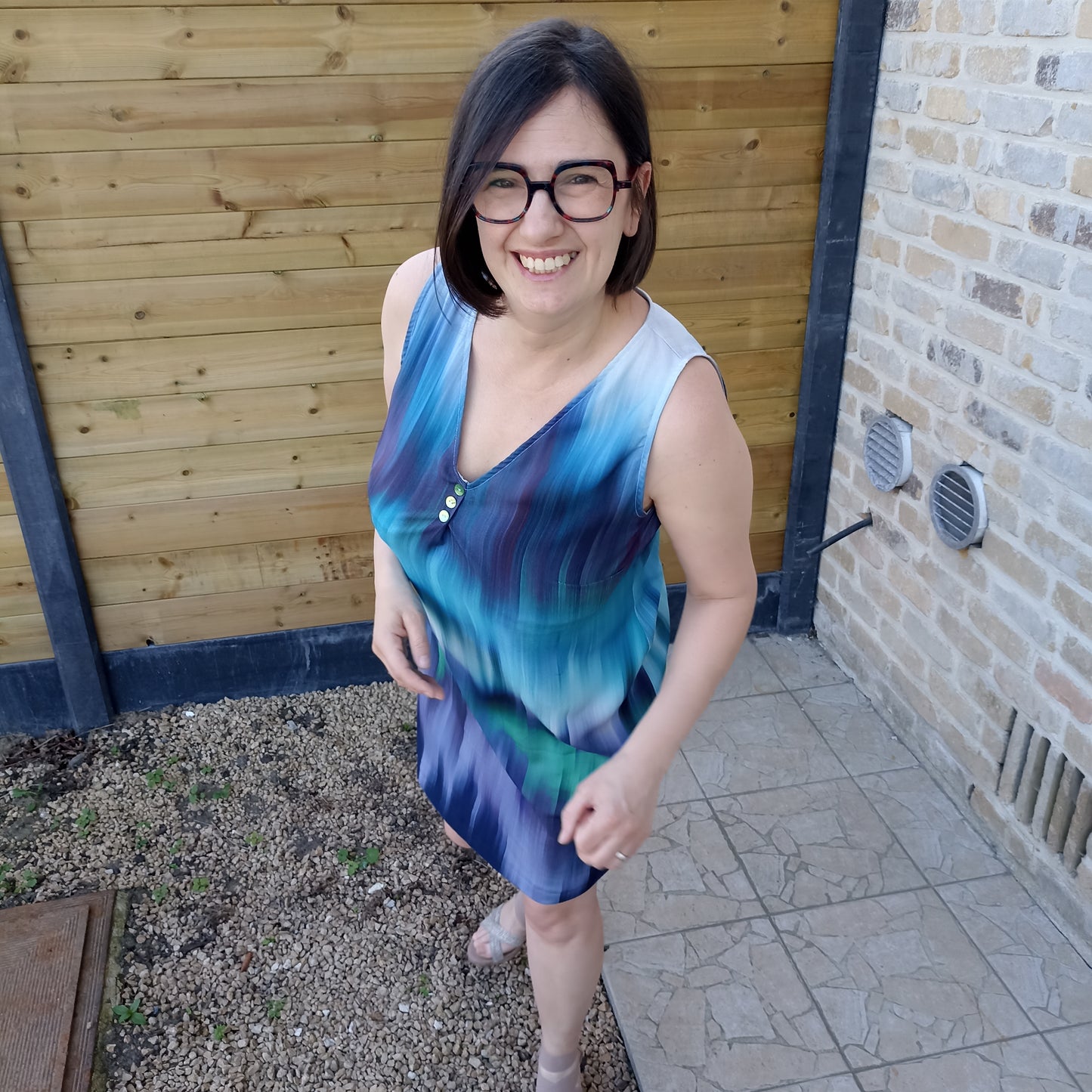 viscose paneel multicolor blauw