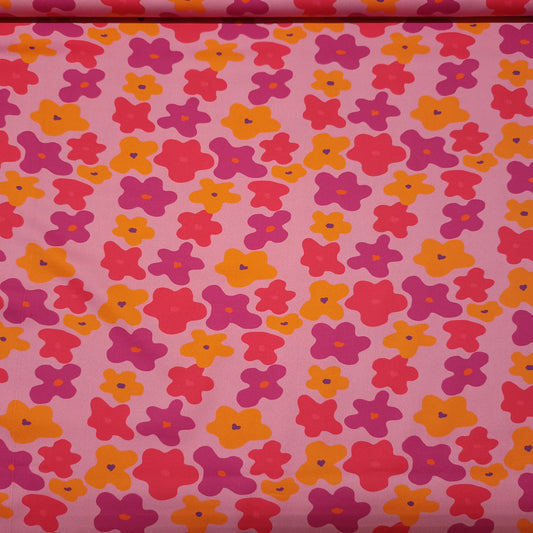 katoen abstracte bloemen roze achtergrond