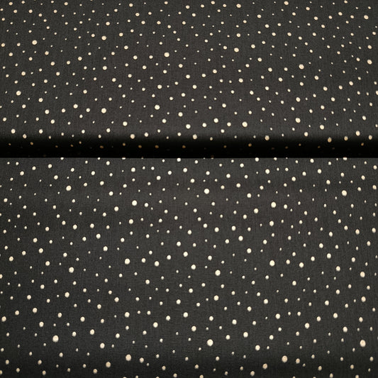 katoen kerst zwart met gouden balletjes