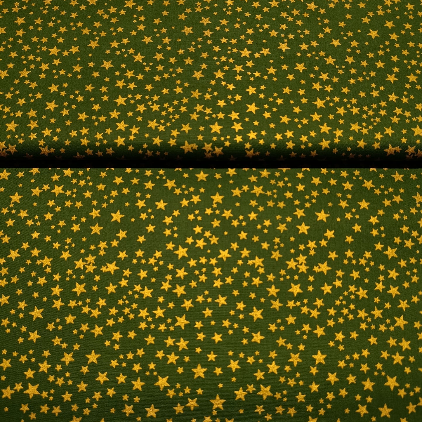 katoen kerst groen met gouden sterretjes