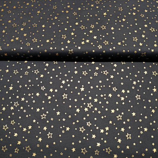 katoen kerst blauw met sterretjes