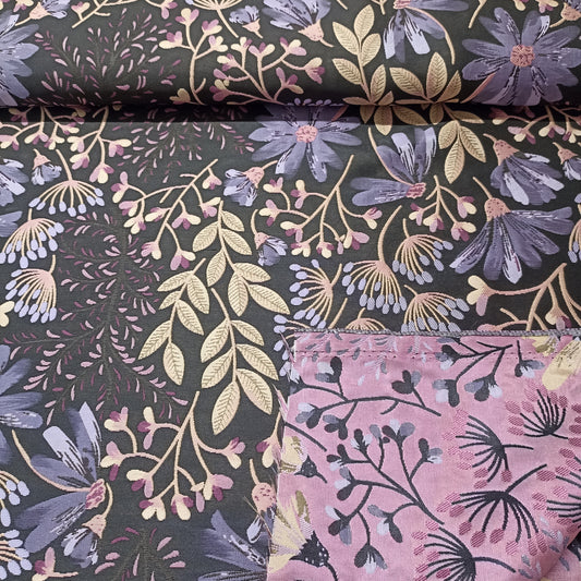 jacquard bloemen op zwarte achtergrond